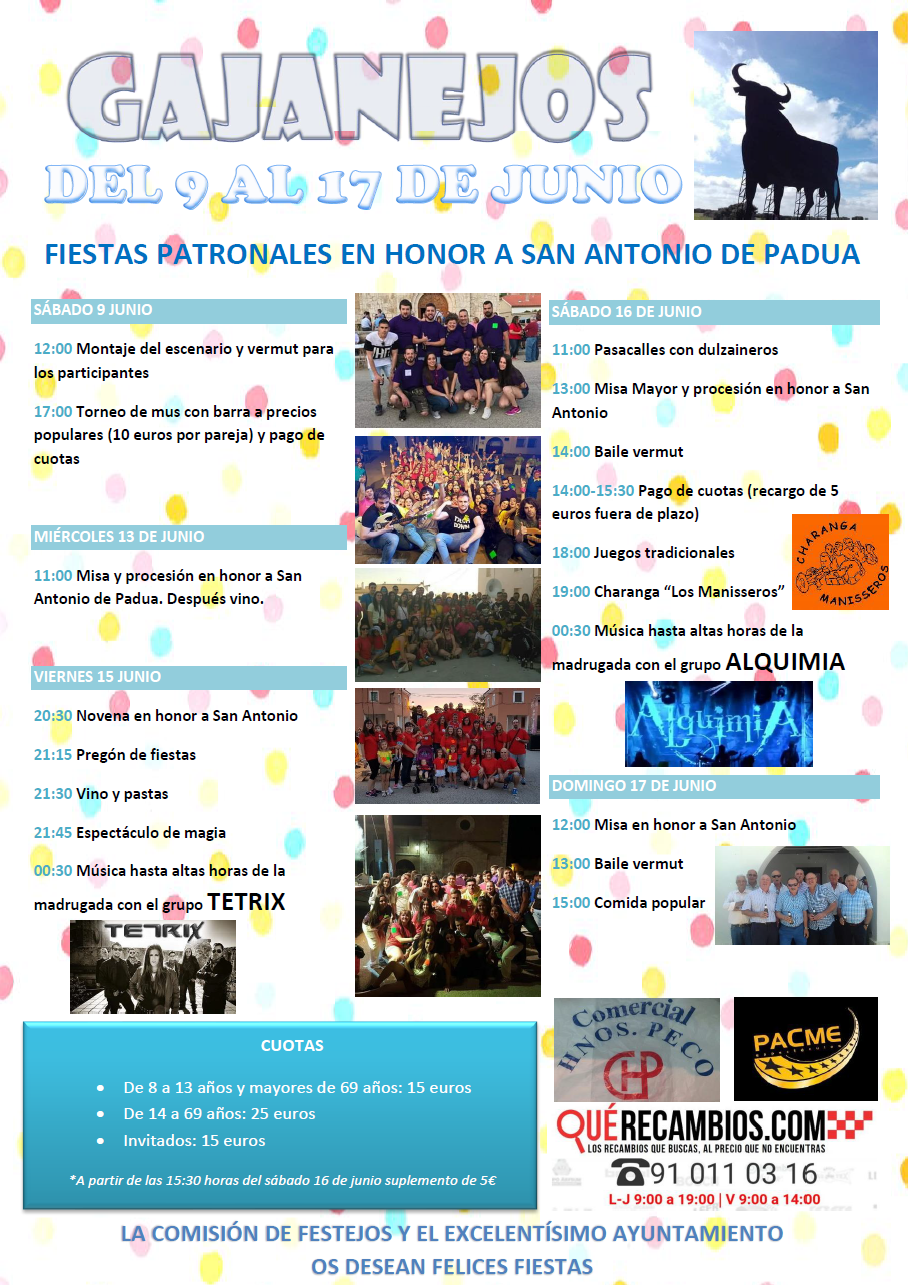 Programa de fiestas San Antonio de Padua Gajanejos 2018